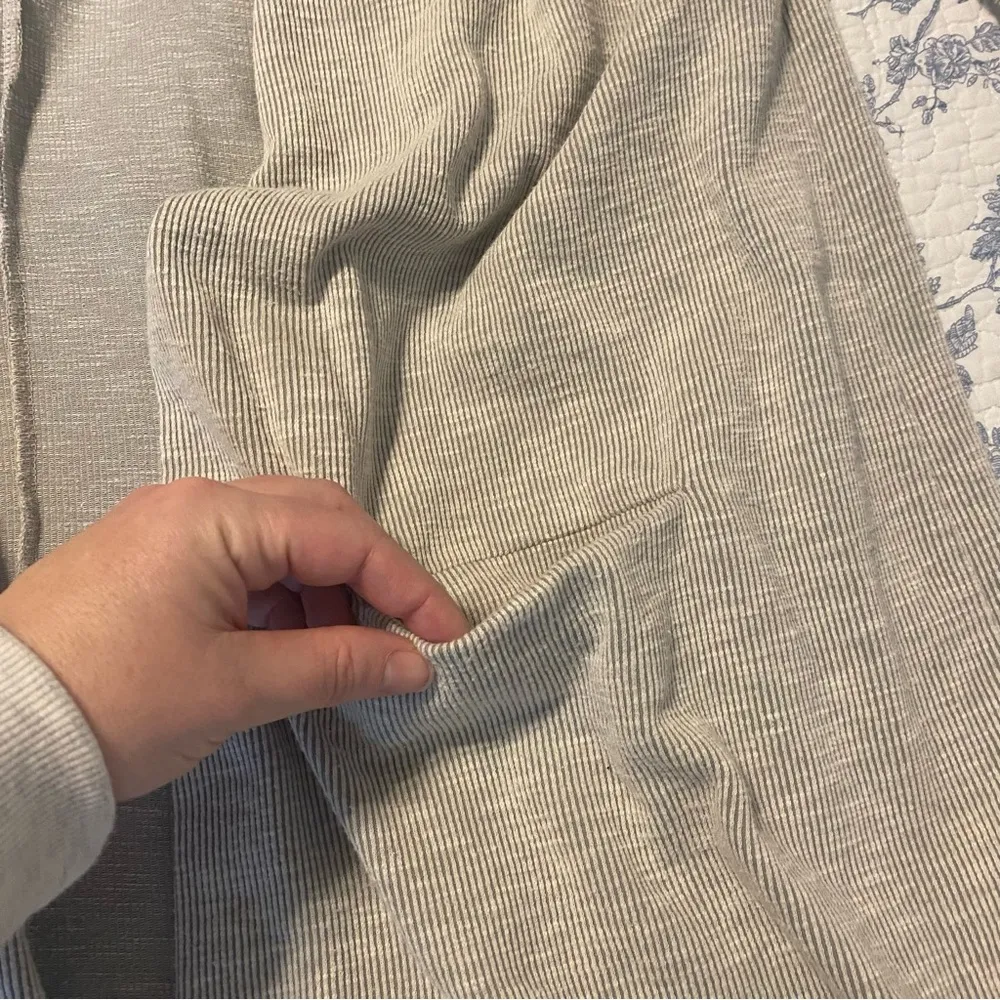 Donni Ribbed Long Line Open Front Casual Beige Cardigan with Pockets One Size Tan Size undefined - Image 6