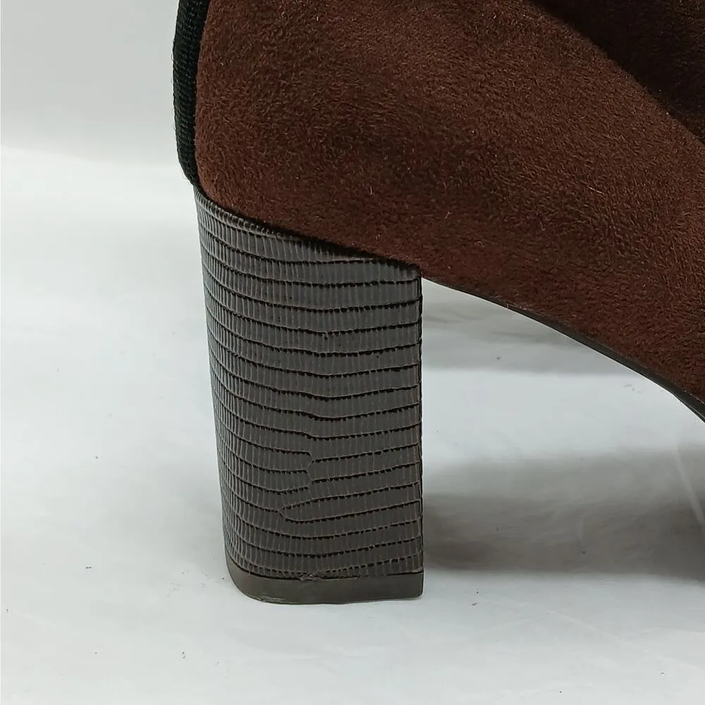 Donald Pliner Cattie Ankle Boots Womens 7.5M Brown Block Heel Whimsygoth Grunge - Image 5