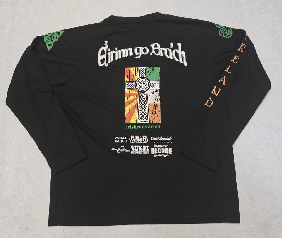 Sportswear Unlimited T-Shirt Mens XXL Black Long Sleeve "Kiss me Im Irish" - Image 2