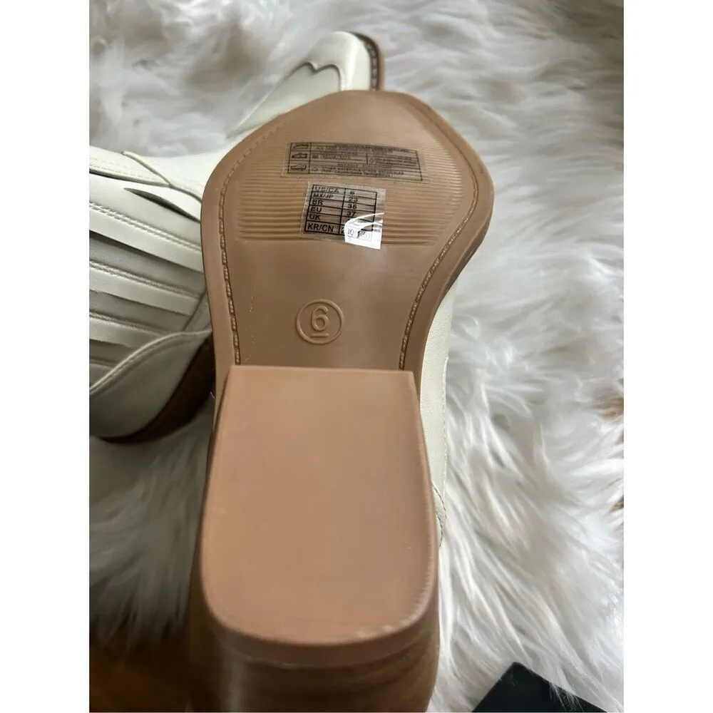 Forever 21 white booties cowgirl, cowboy size 6 - Image 4