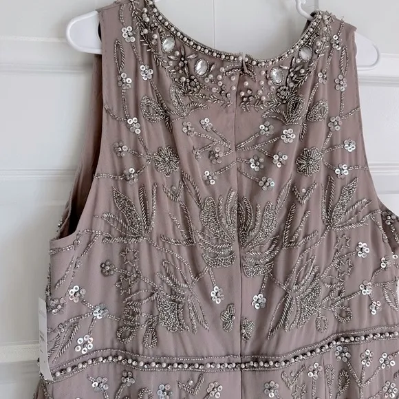 Mac‎ Duggal Vintage Lilac Floral Beaded Sheath MIDI Dress New With Tag - Image 8