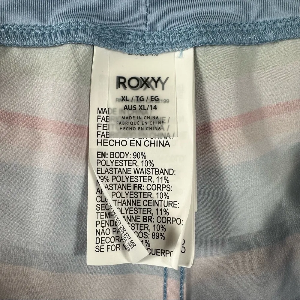 Roxy Juniors’ Endless Summer Printed Striped Swim Board Shorts Off-White XL NWT - Image 9