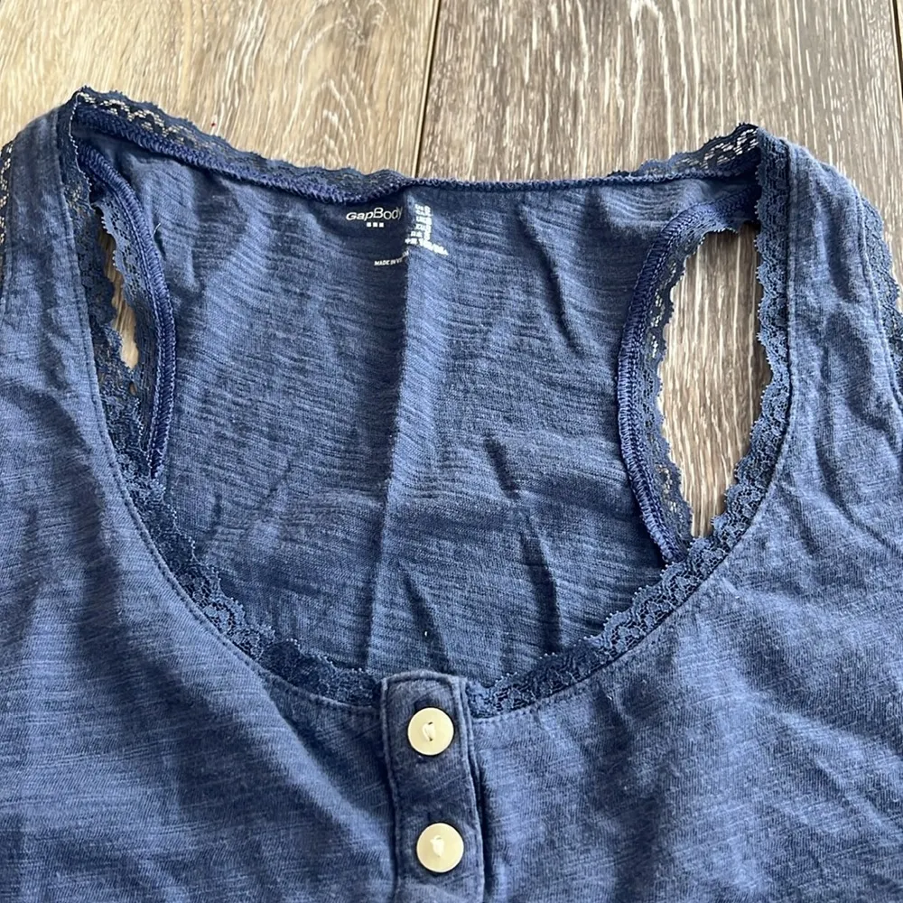 Lace Henley Blue Tank - Image 2