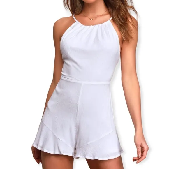 Lulus Know By Heart White Lace-Up Romper - Image 30