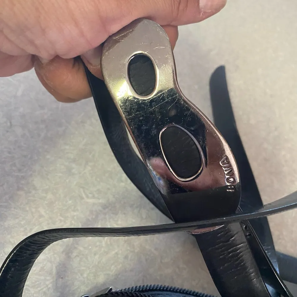 Bonia Monogram Logo Minimalist Quiet Luxury Coastal Preppy Crossbody Bag Small Black - Image 9