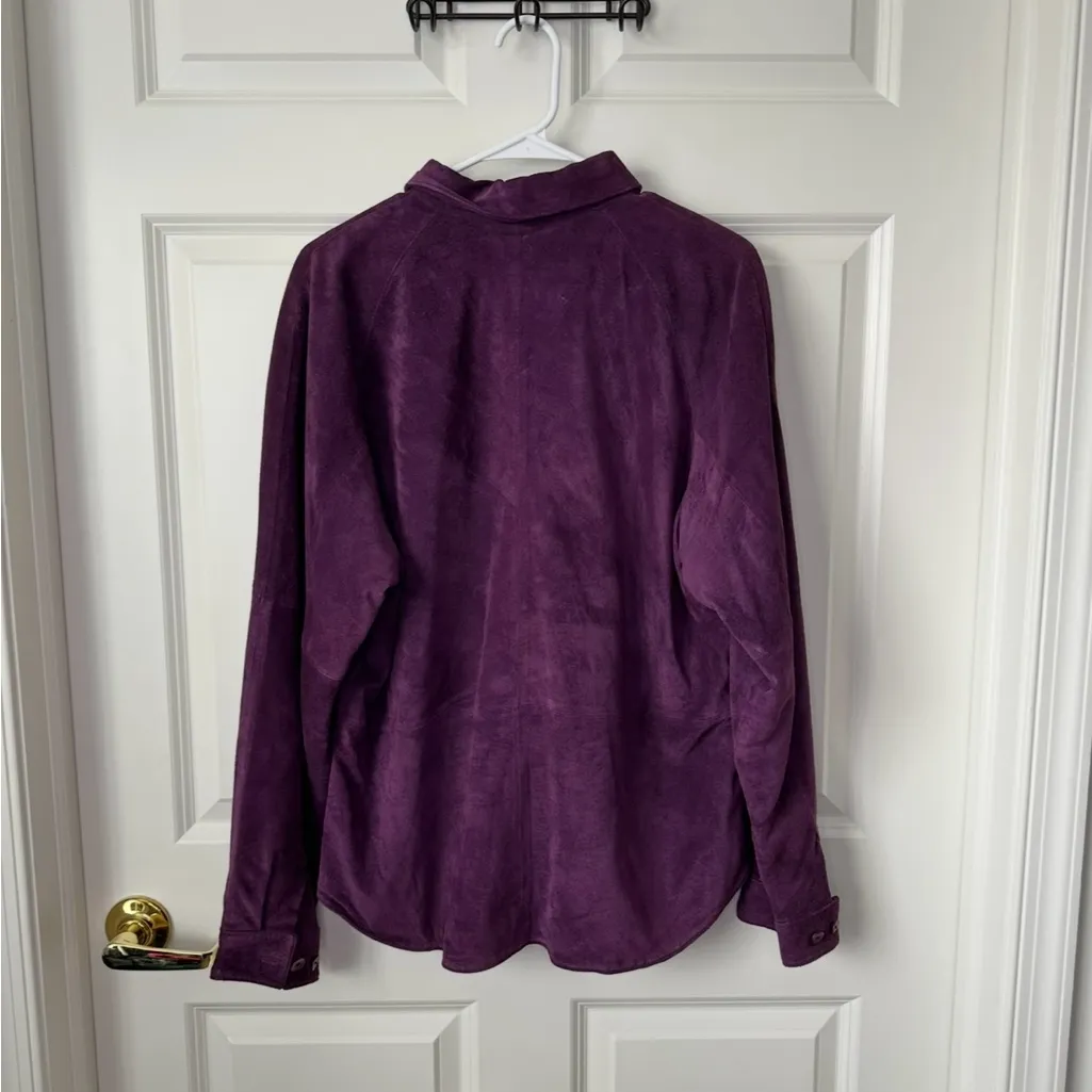 Hunt Club Genuine Leather Button Up Shaket Purple Long Sleeve Size XL - Image 2