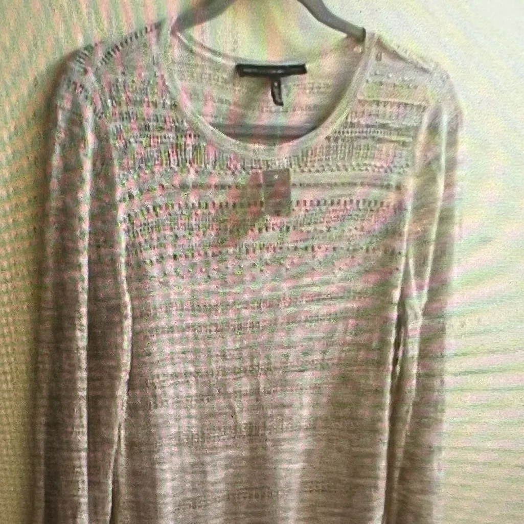 White House black market knit sweater with ribbon sleeve detail NWT - Image 9