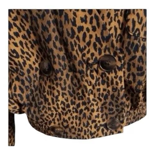 Jones New York Women Orange Black Leopard Jacket Size 6 Double Breasted Cropped - Image 6