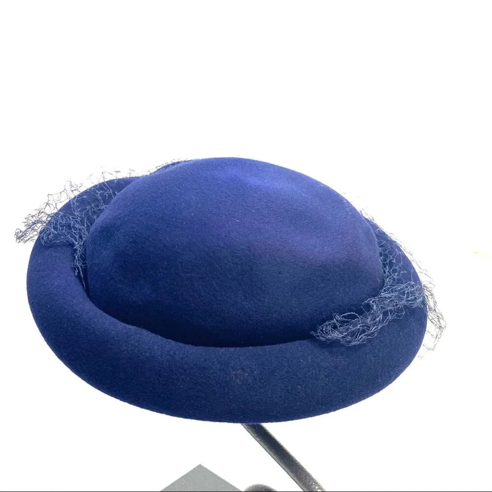 Vintage Glencove Navy Blue & Purple 100% Wool Bumper Beret Hat - Image 5