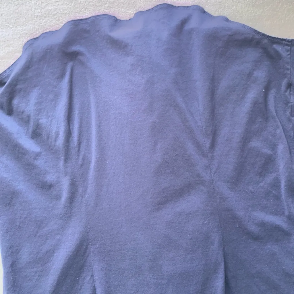 Ralph Lauren Black Label Navy Ruffled button up short‎ sleeve Blouse size Medium - Image 11