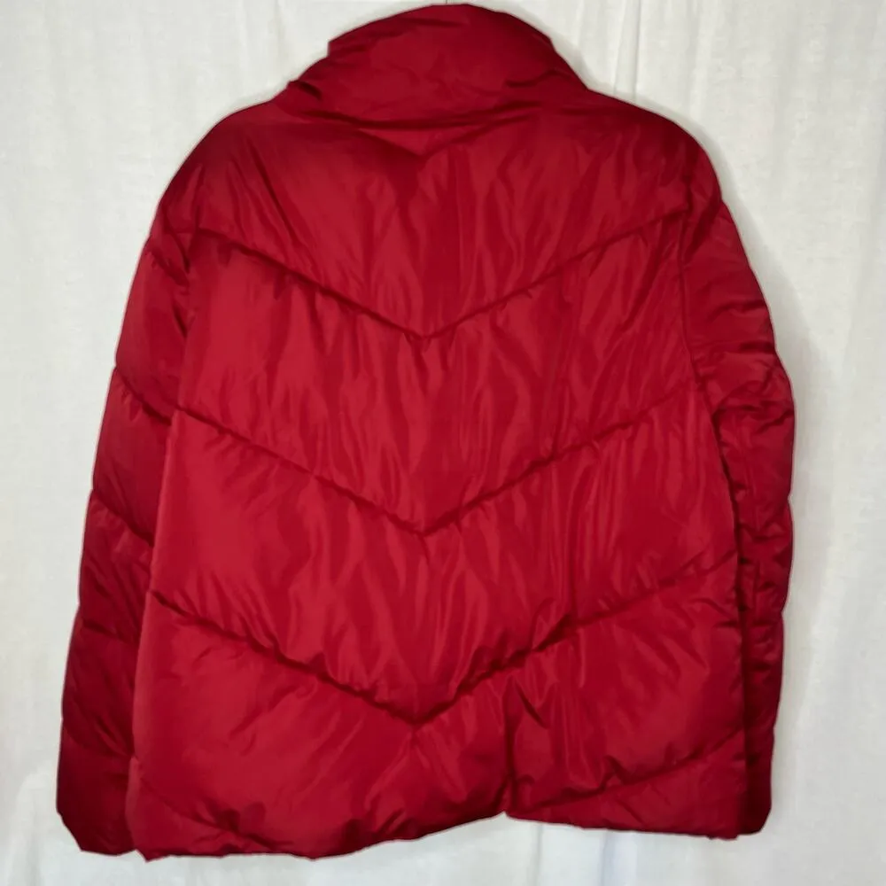 Maurices Red Snap Front Puffer Jacket Quilted Lined Size Large Warm‎ Cozy - Image 4