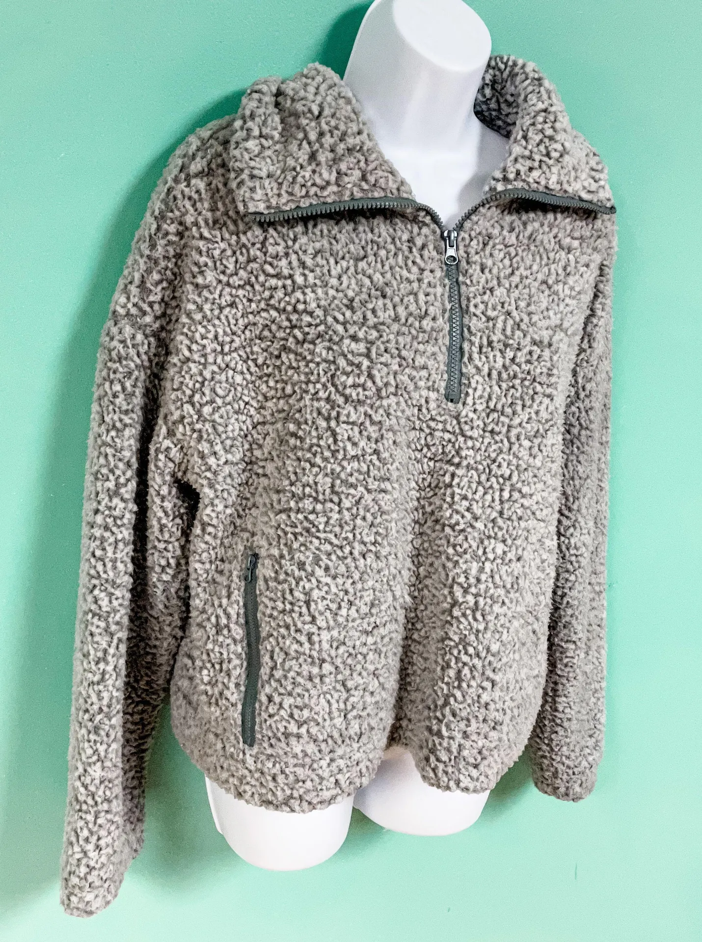 Thread & Supply ASOS Gray Sherpa Wubby Pullover - Image 4