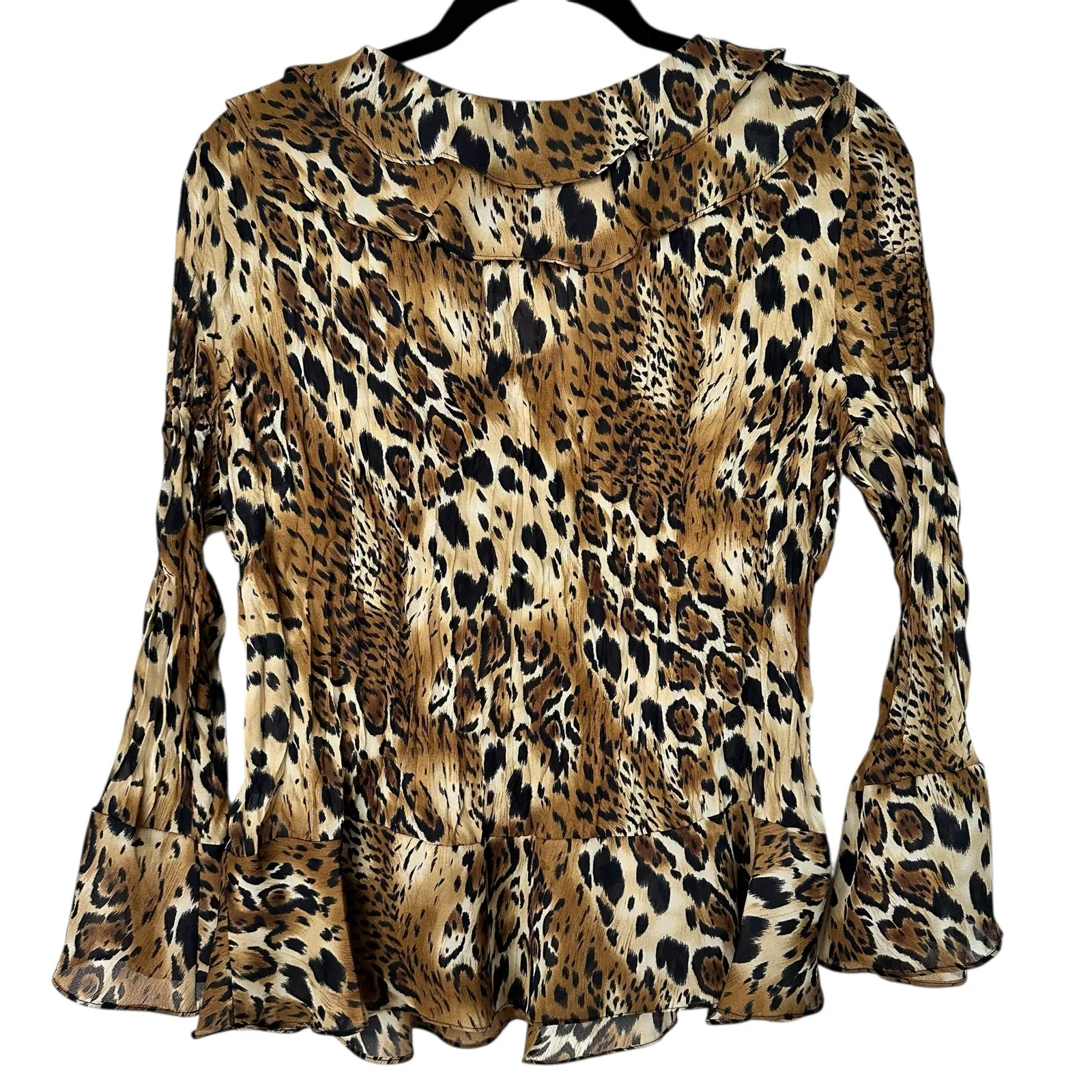 Allison Taylor Y2K 2000's Set of 2 Going Out Ruffle Tops Leopard Print Brown XL - Image 9