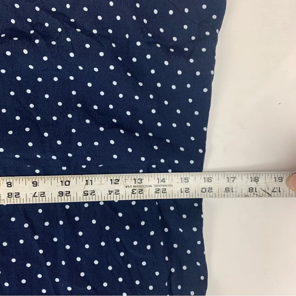 LOFT women's size 12 large outlet blue white Polka Dot Navy Dress ruffle sleeve - Image 9