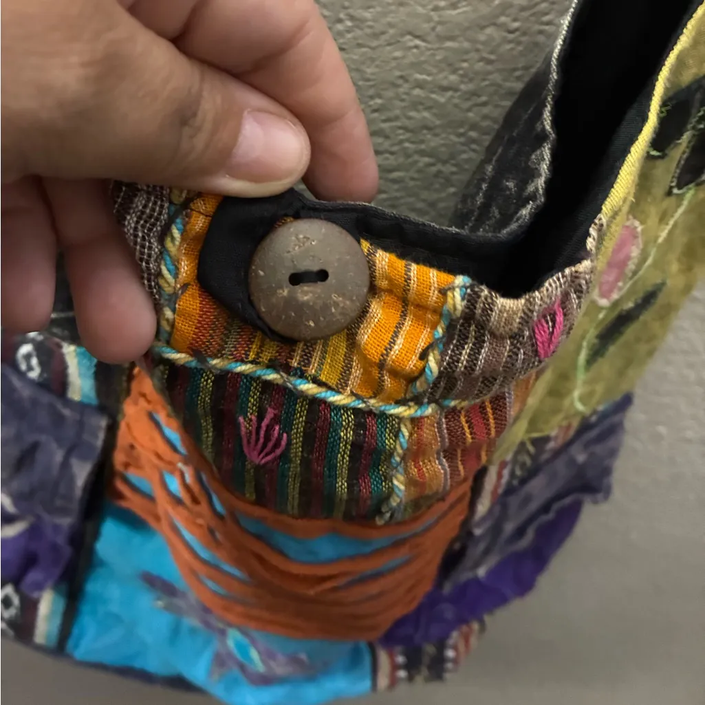 Colorful Boho Patchwork Crossbody Bag Blue - Image 8