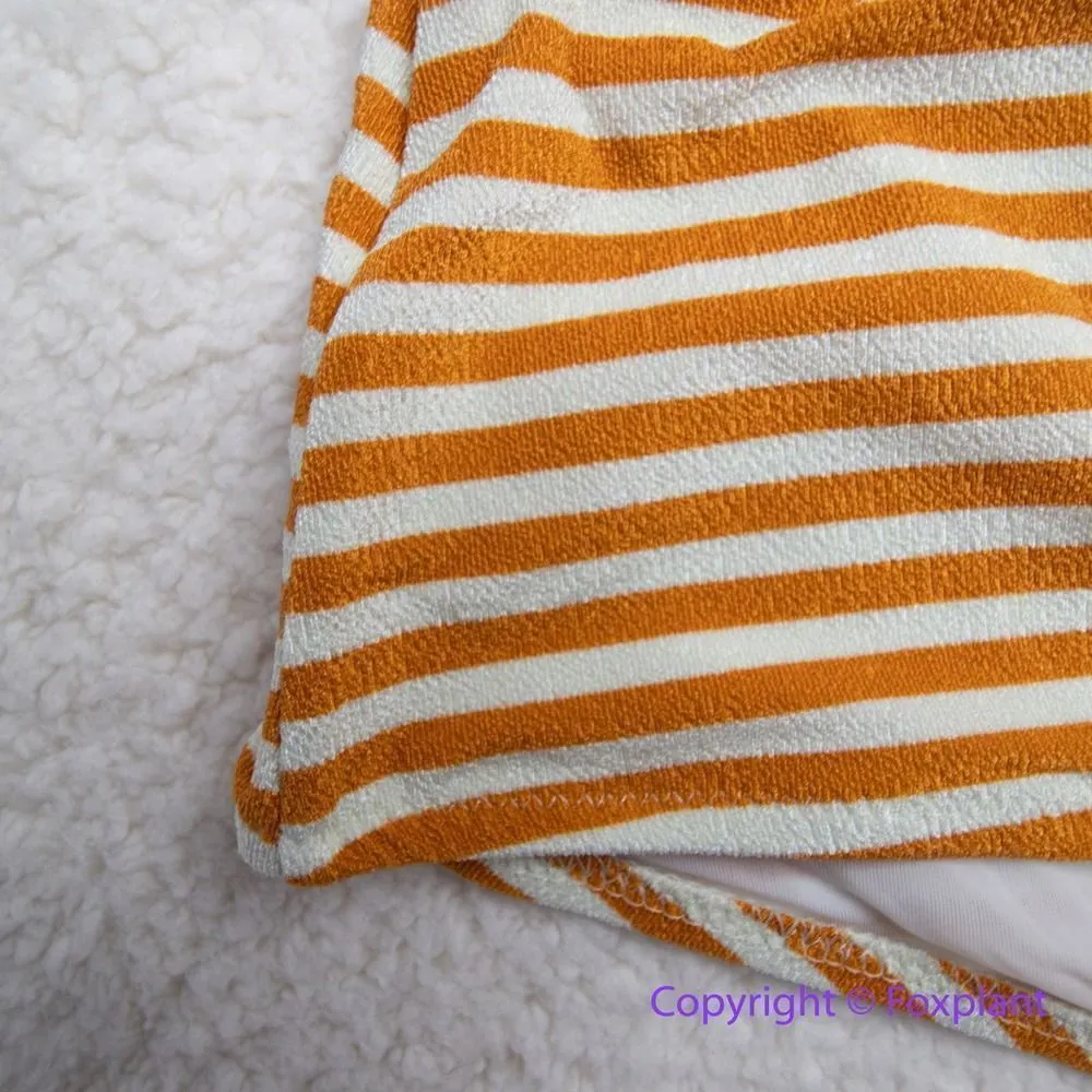 NEW BEC & Bridge orange stripes Barbara Boy Leg Bikini Bottoms, women USA size 4 - Image 4