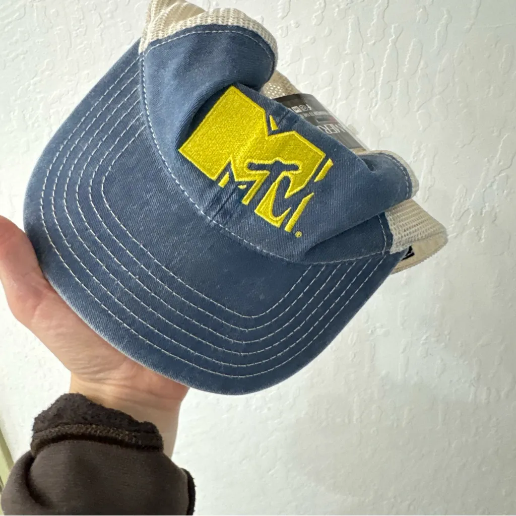 MTV Denim Tan Truck Hat SnapBack NWT Blue - Image 2