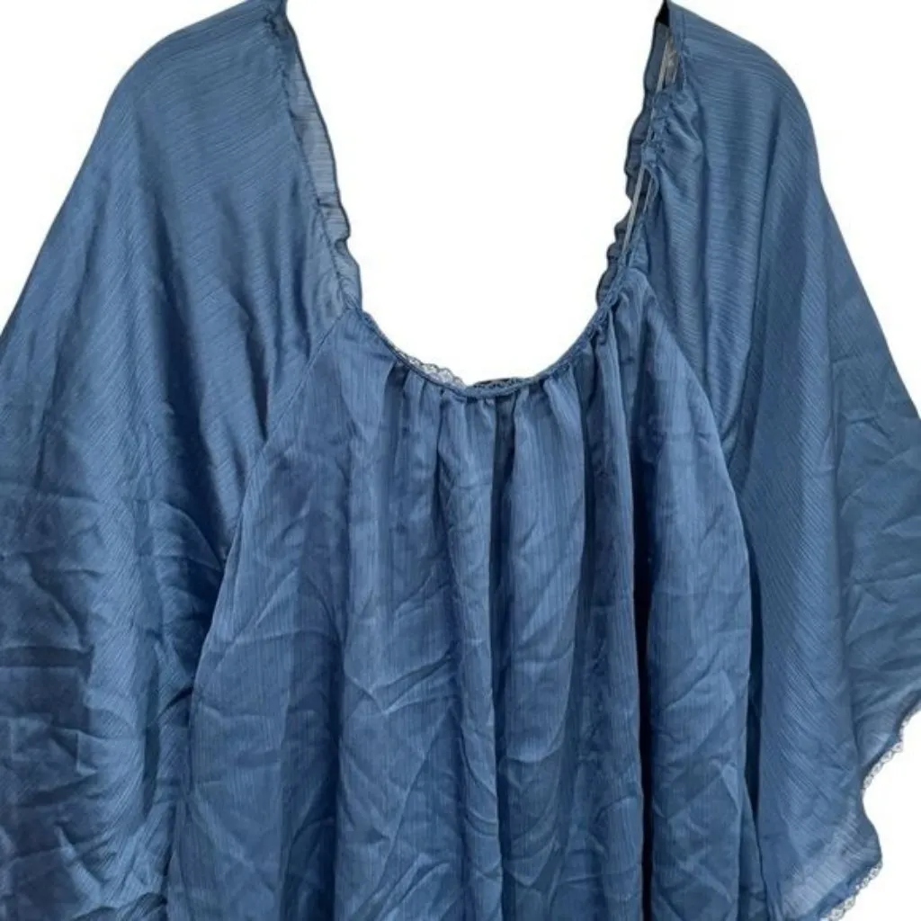 NEW Grass Collection Blue Renaissance Milk Maid Ethereal Fairy Flowy Blouse L - Image 6
