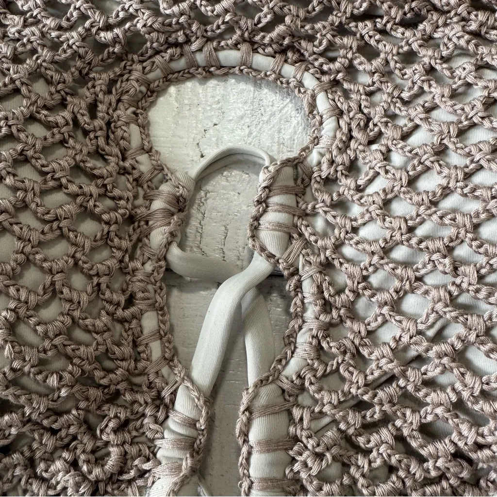 Lucky Brand Los Cabos Crochet Bikini Top NWT size Medium Sand High‎ Neck Halter - Image 7