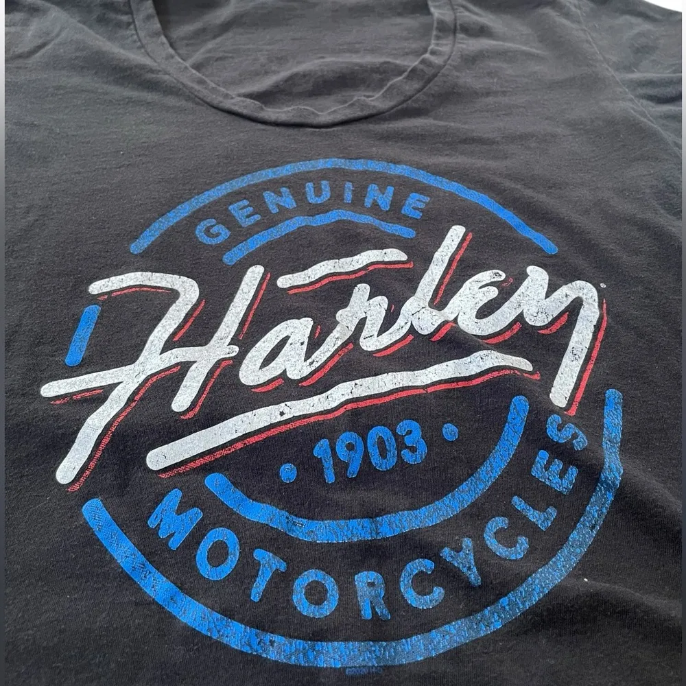 Harley Davidson Black Widow Florida Mermaid Graphic Moto Biker Grunge Tee Shirt - Image 3