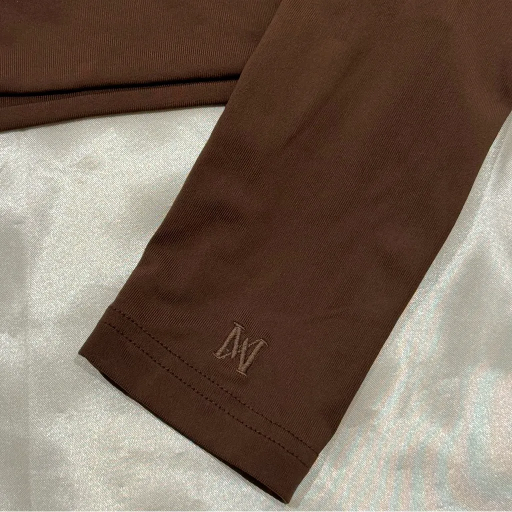 Meshki Rebecca Zip Up Crop Top Long Sleeve Brown Small Athleisure Streetwear - Image 7