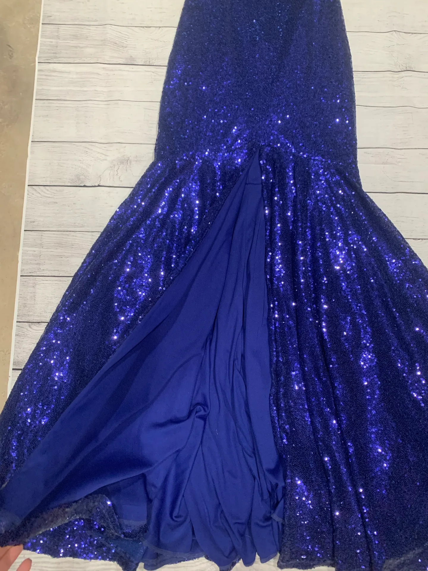 Blue Sequin Prom Dress - Image 8