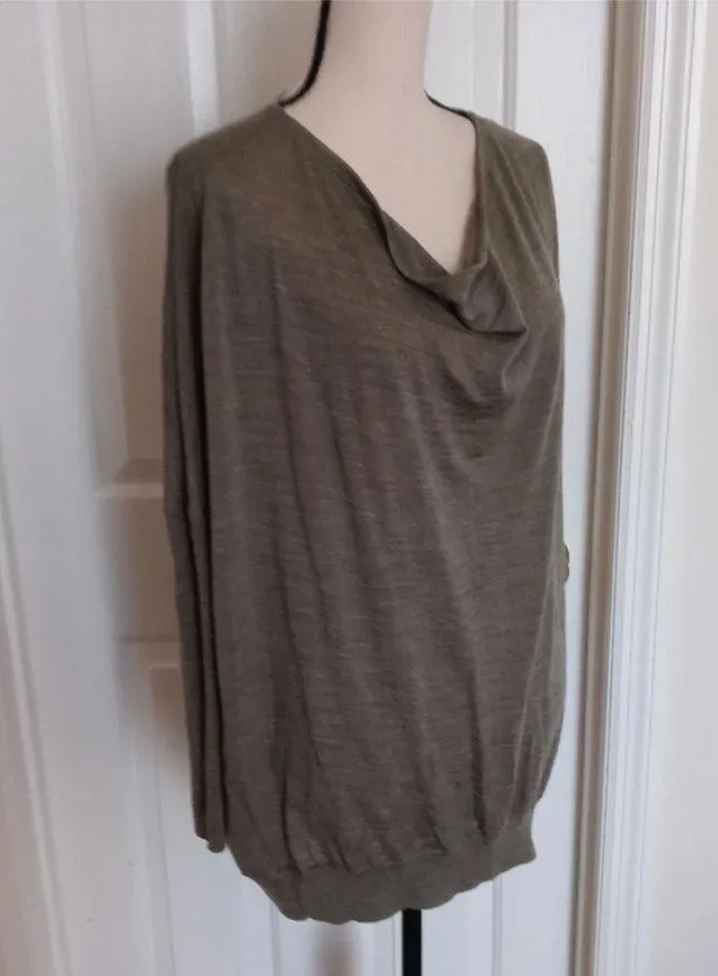All Saints Khaki Green Sweater Rheia Jumper Tunic Top Small - Image 5