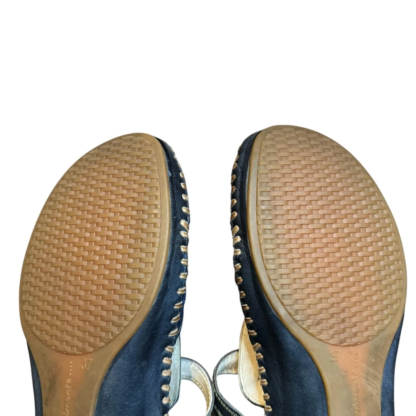 Pikolinos Shoes Womens Size EU 37 Navy Blue Leather Slingback Huarache‎ Sandals - Image 9