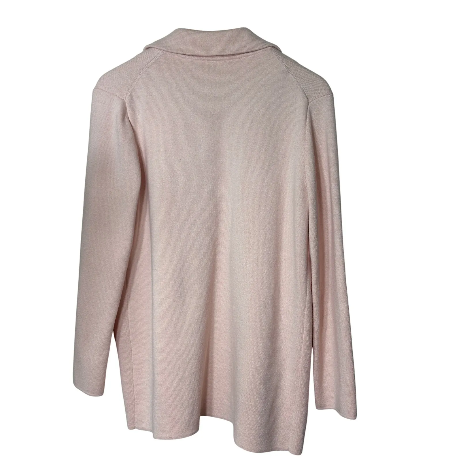 Magaschoni Women's Pink Wool‎ Blend Open Front Knit Blazer Casual Jacket Medium - Image 5