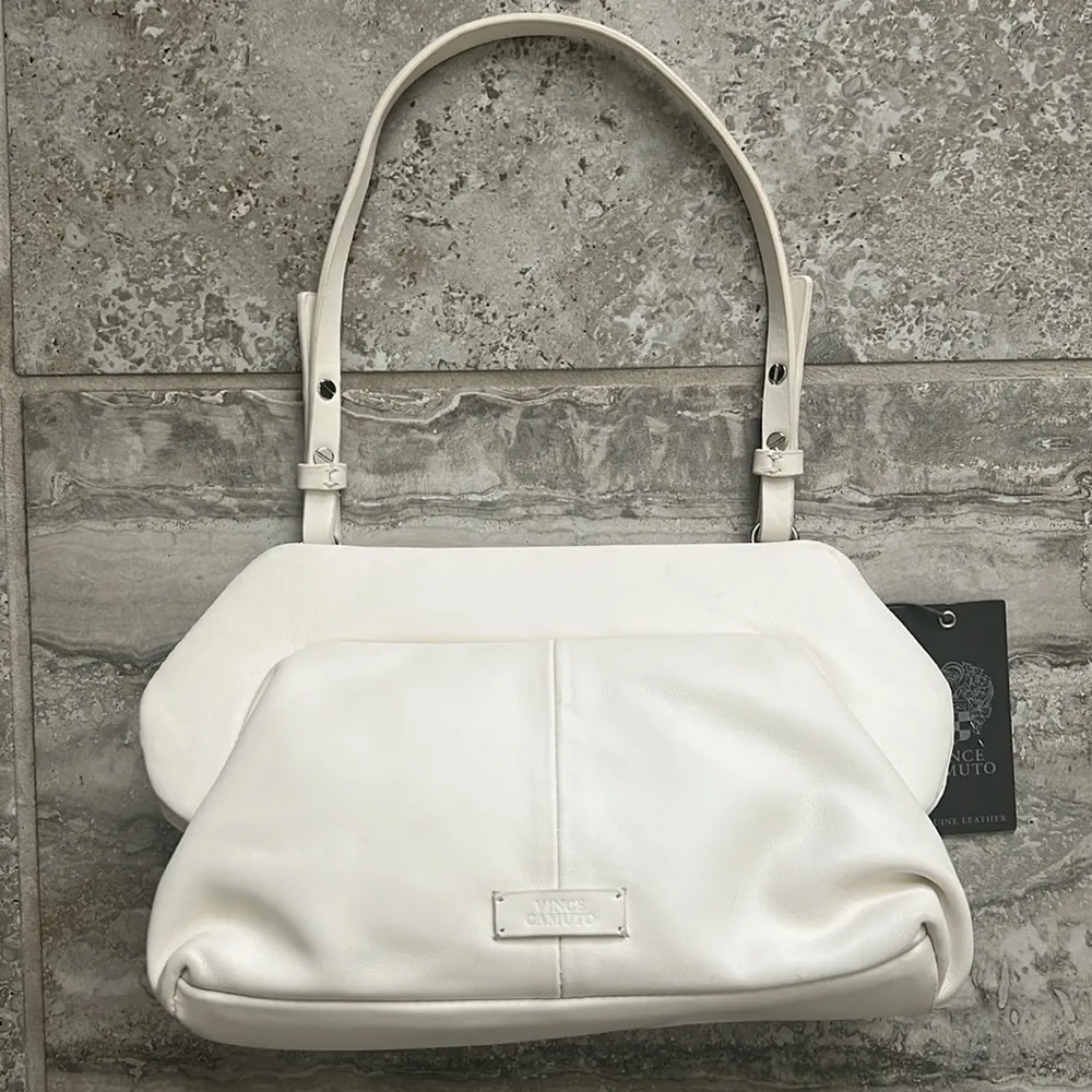 NWT Vince Camuto Amari Leather Clutch Bag in Cotton White, New w/Tag $158 - Image 9