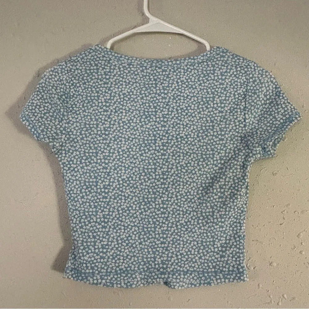 🦋 Aeropostale Blue White Floral The OG Tee Collection Shrunken Tee Spring Casual - Image 4