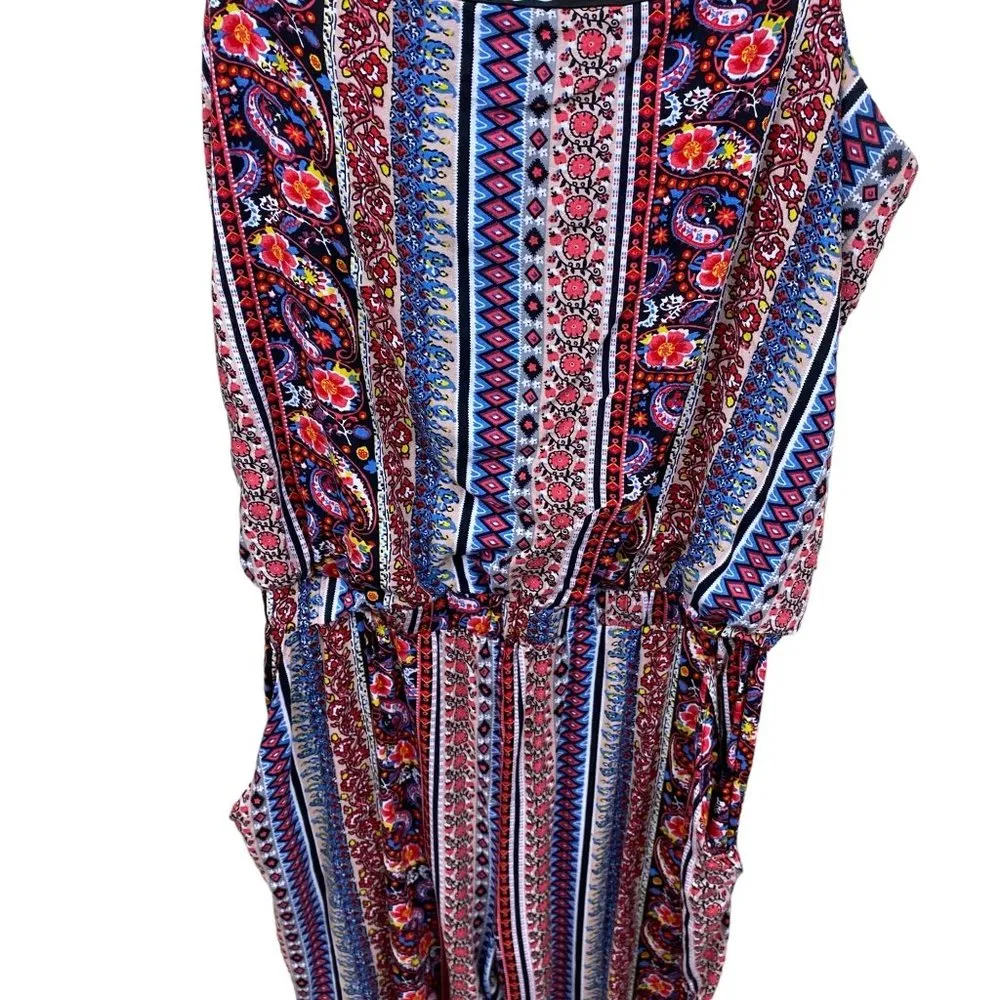 Sans Souci jumpsuit, size Small, multicolor, elasticized waist, pockets - Image 2