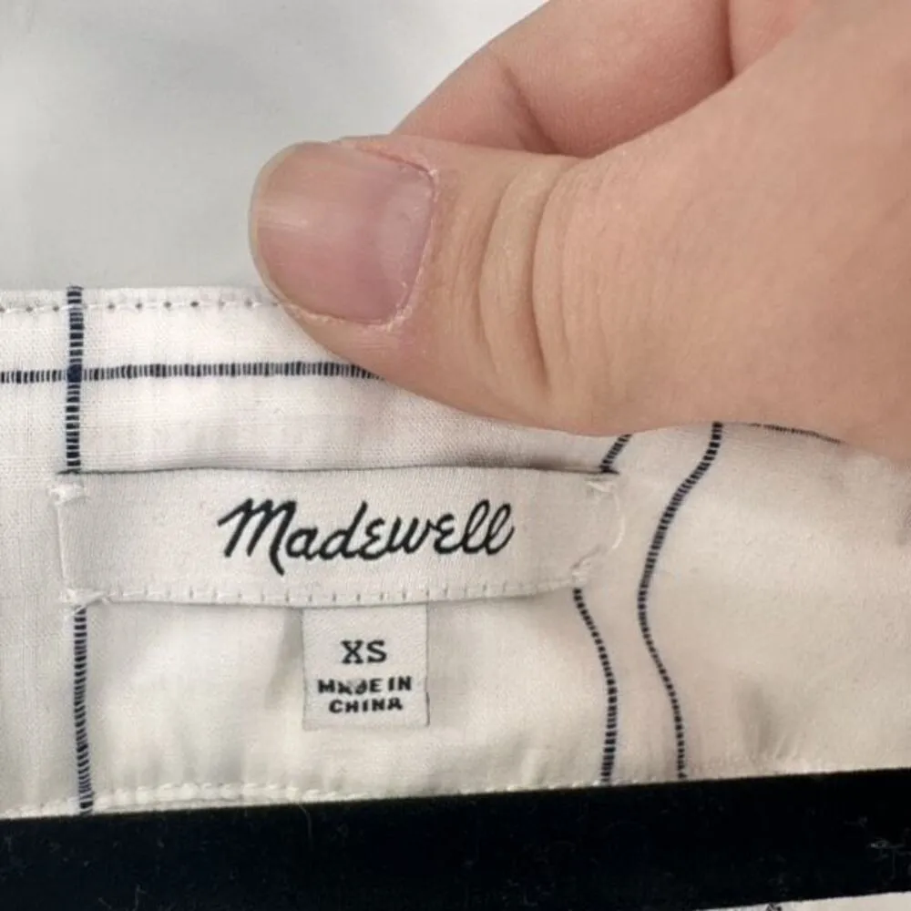 Madewell Embroidered Windowpane Square-Neck Button-Down‎ Top White White Wash XS - Image 3