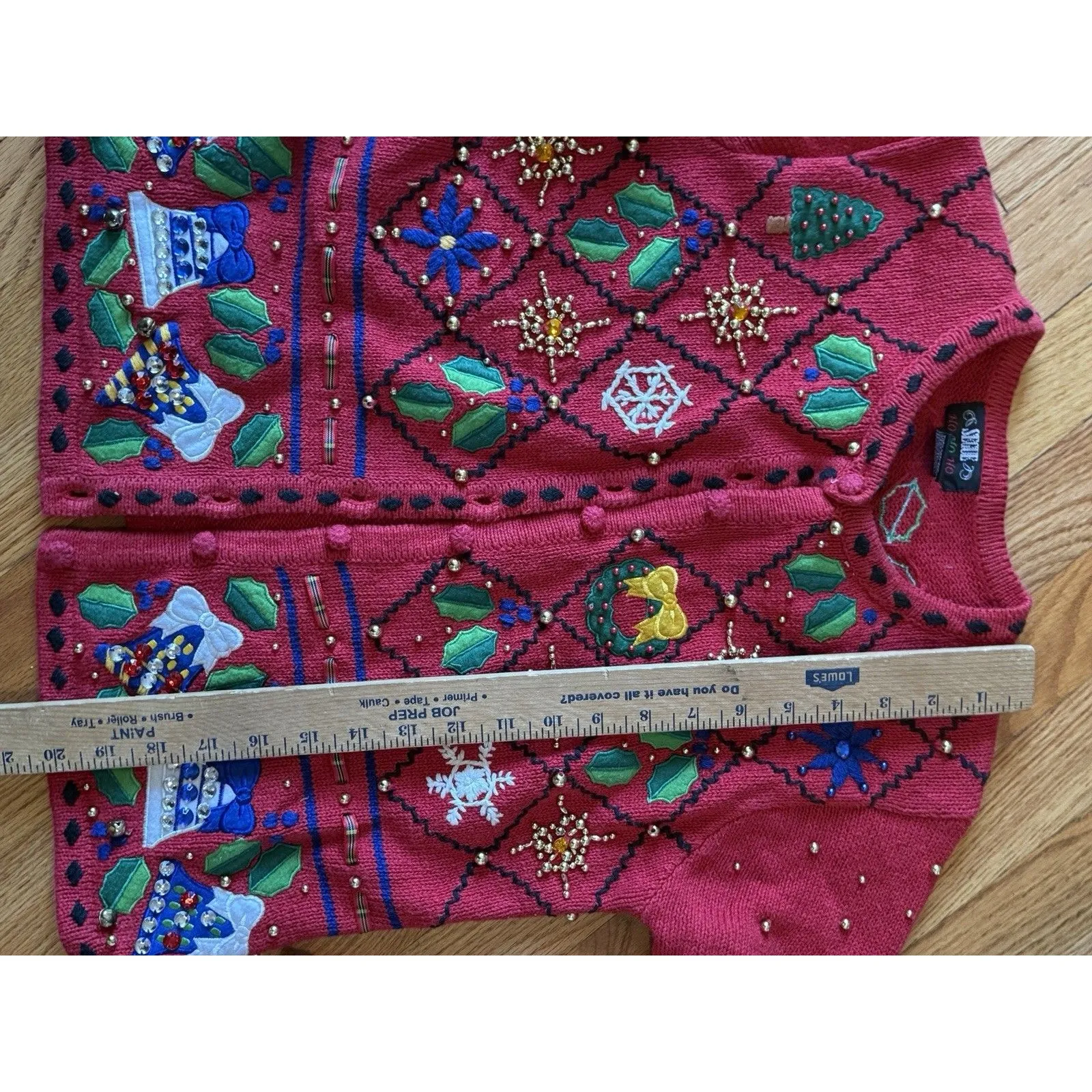 Vtg Segue Embroidered Bells Christmas Sweater Cardigan Size P/p Holiday Mom - Image 2