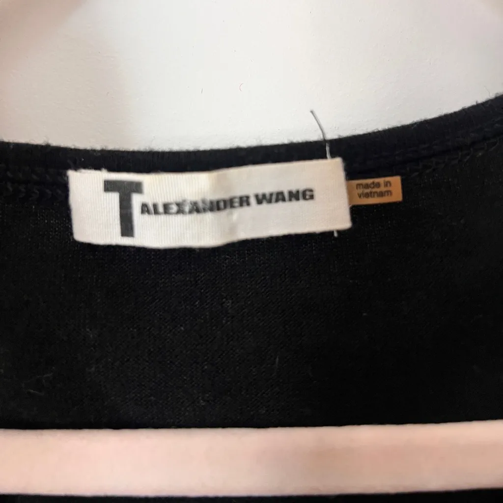 T by Alexander Wang Black Bodycon Shift Dress XS Long Sleeve Stretch Jersey - Image 4