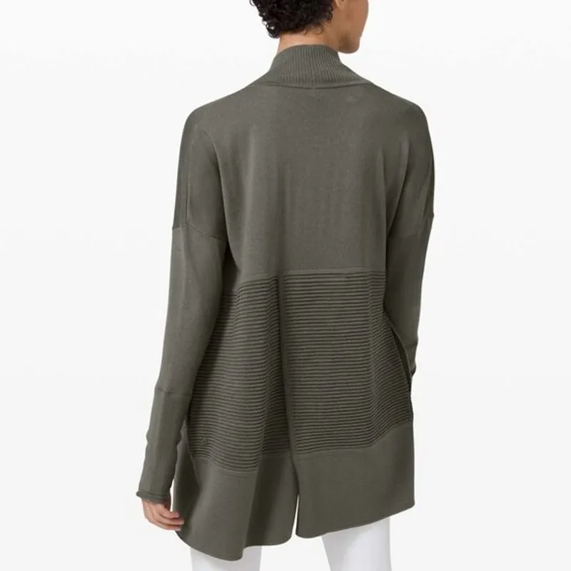 Lululemon Sit In Lotus Wrap Grey Sage Green Size L/XL Merino Wool Cardigan $148 - Image 4