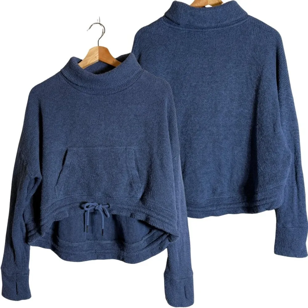 Sweaty Betty Bouclé Funnel Neck Sweatshirt Pullover Women's Medium 8-10 Blue - Image 2