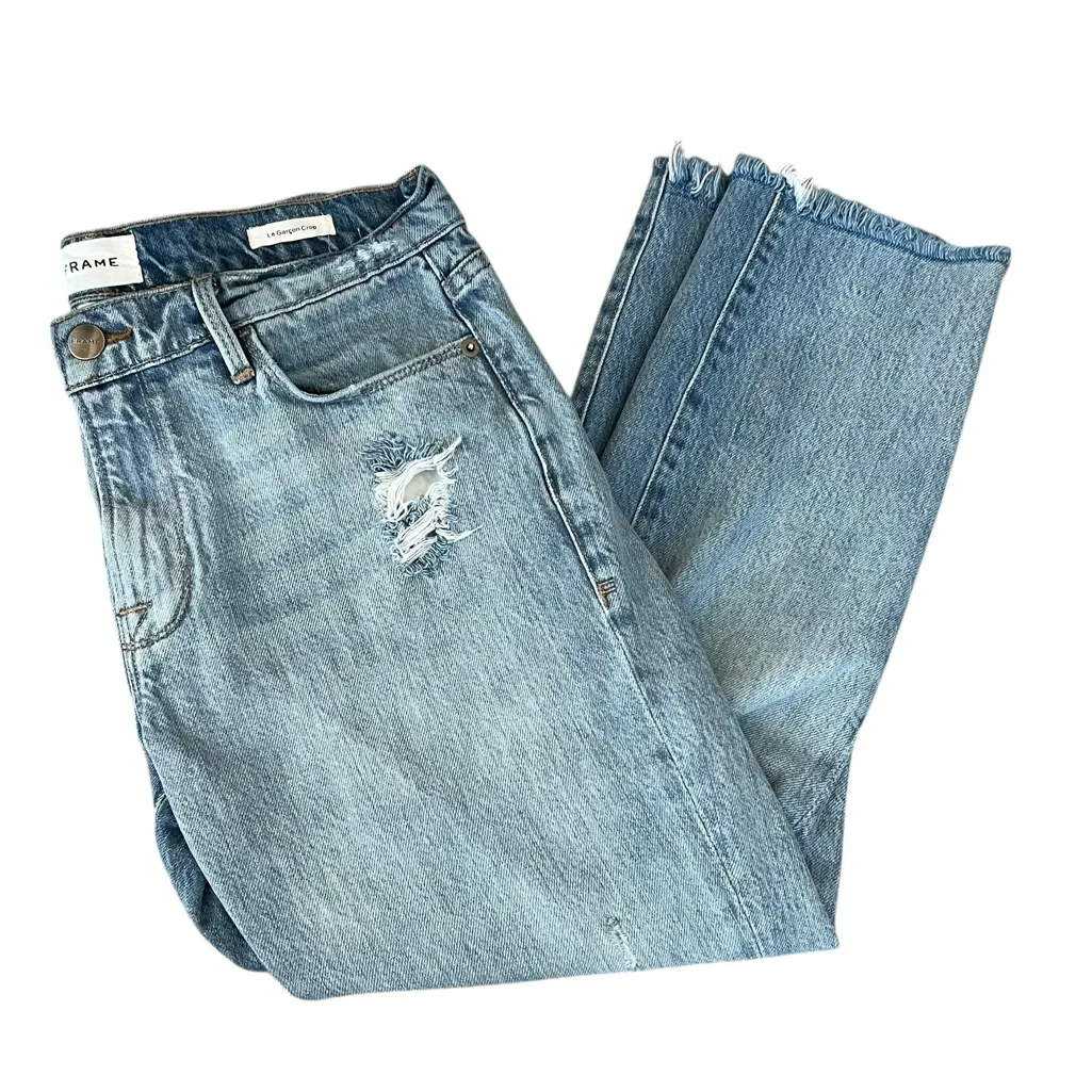 Frame Women’s Le Garcon Crop Midrise Jeans Clash Ligjt Wash Cropped Jeans 25 - Image 9