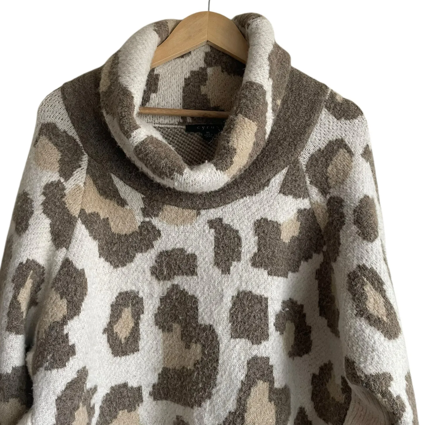 Cyrus Women Sweater XL Animal Print Cowl‎ Neck Warm Cozy Casual Oversized Boxy - Image 11
