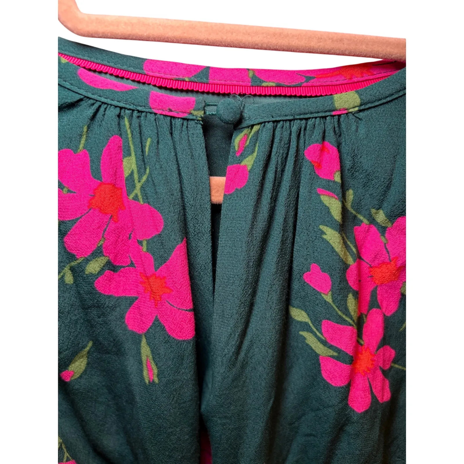 Boden Women US 6 Mara Bramble Belted Floral‎ Hunter Green Pink Long Sleeve Dress - Image 10