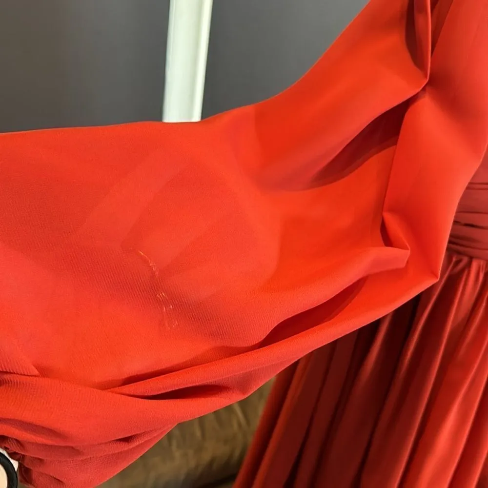 Women’s Long Sleeve Chiffon Rust Colored V - Image 7