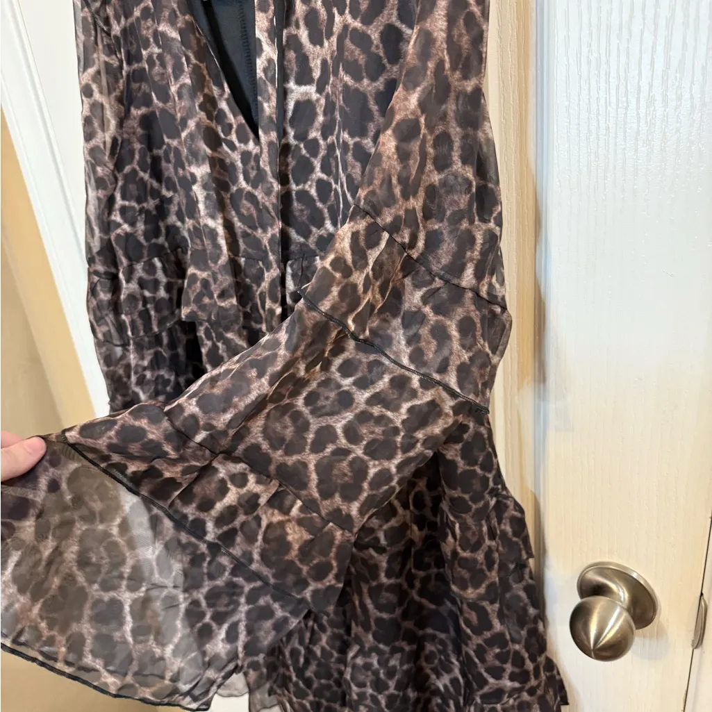 Leopard Print Midi Dress Brown Size XXL - Image 5
