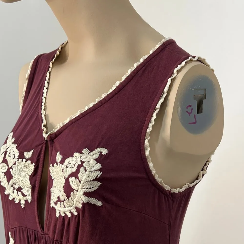 POL Embroidered Sleeveless Burgundy Dress Size Medium Flowy Boho Romantic Indie - Image 9