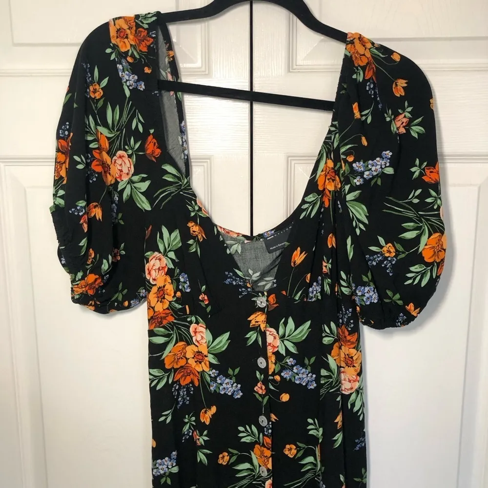 ASOS Design Black Floral Button Down Midi Dress Size US 8 - Image 5