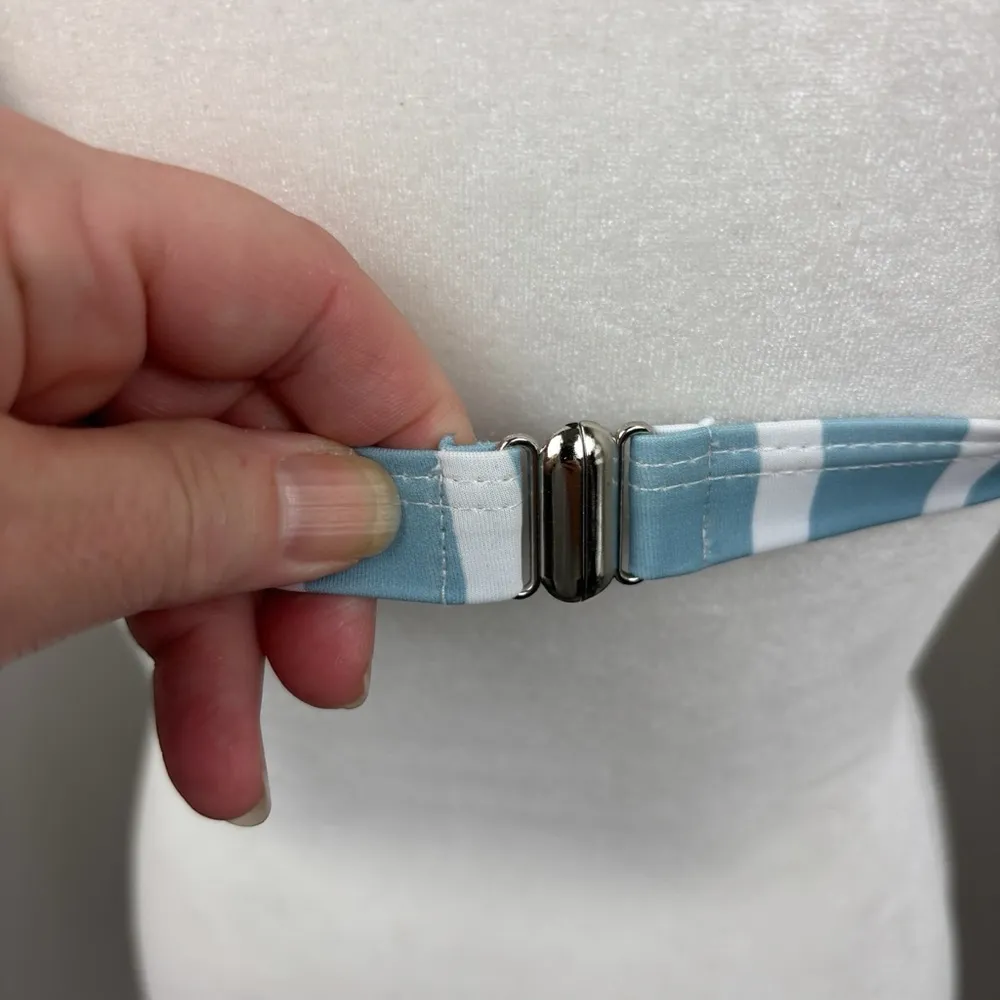 Striped Blue and White Bikini Top, size Medium, beach, festival, summer, outdoor - Image 5