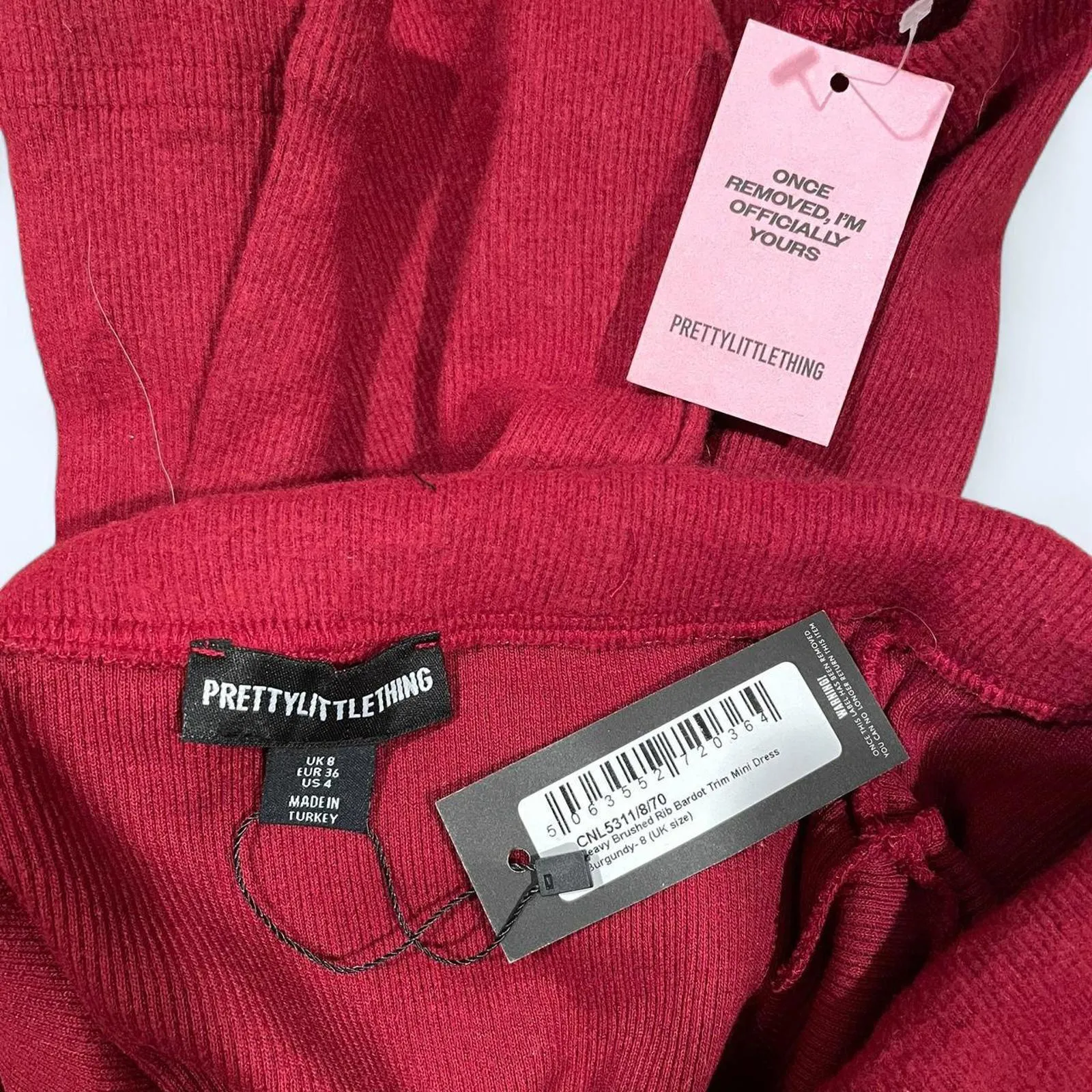 Burgundy off-the-shoulder sweater dress. pretty little thing, size 4 - Image 5