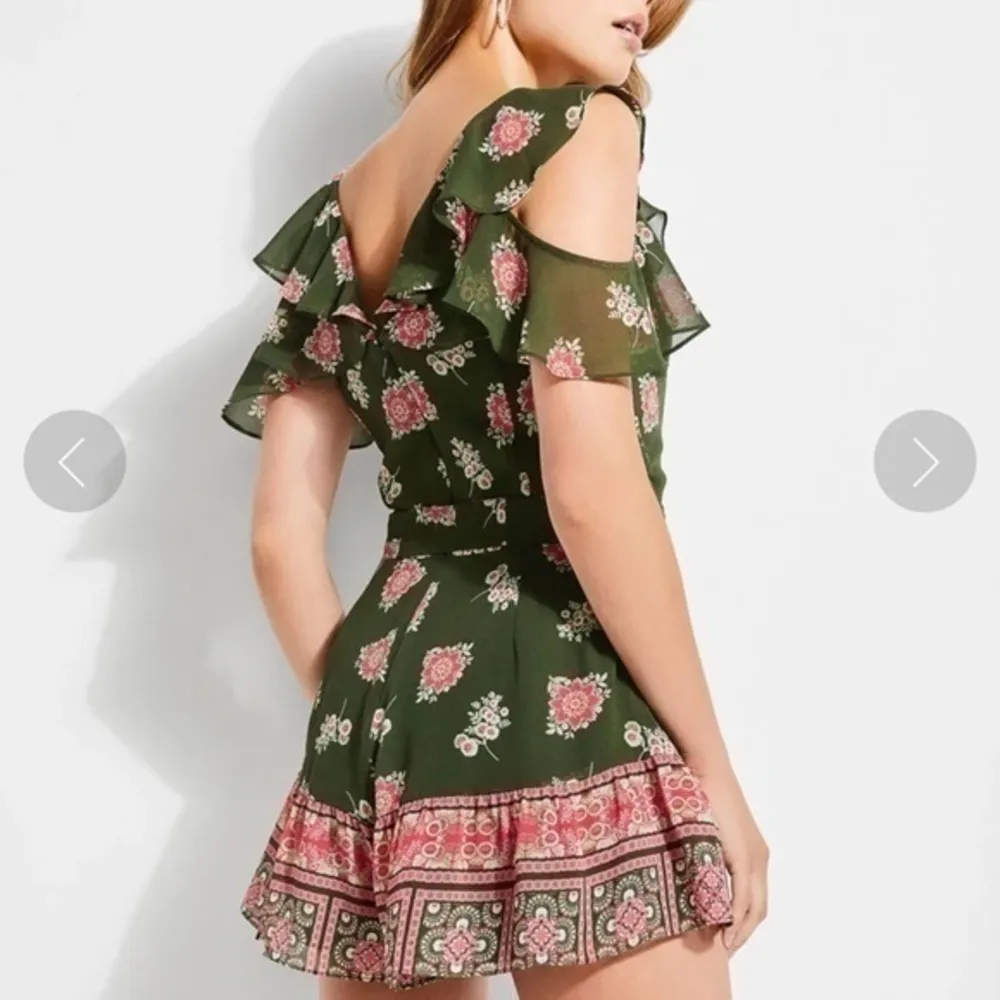 Guess GUESS RAECHELLE PAISLEY ROMPER (FLOWER CHILD PRINT MIDNIGHT GREEN) - Image 3