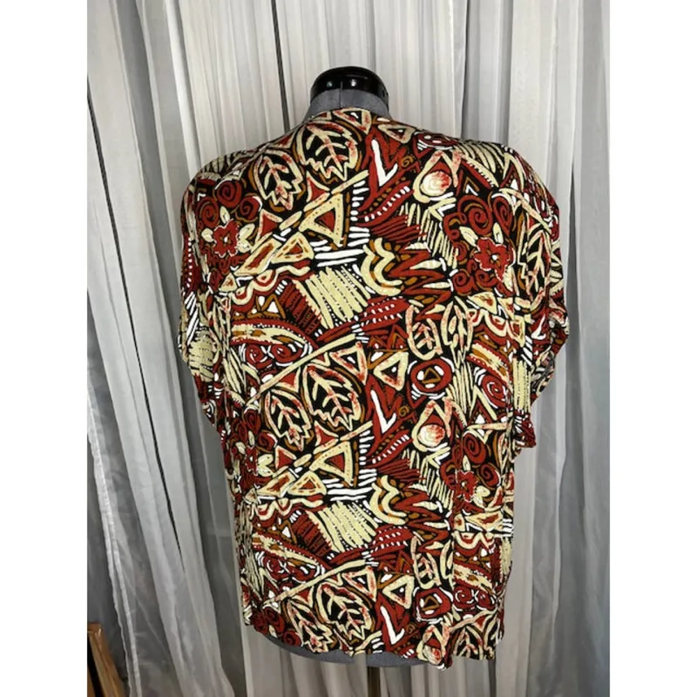 button up blouse 1980s rust tan Brown Size 26 - Image 4