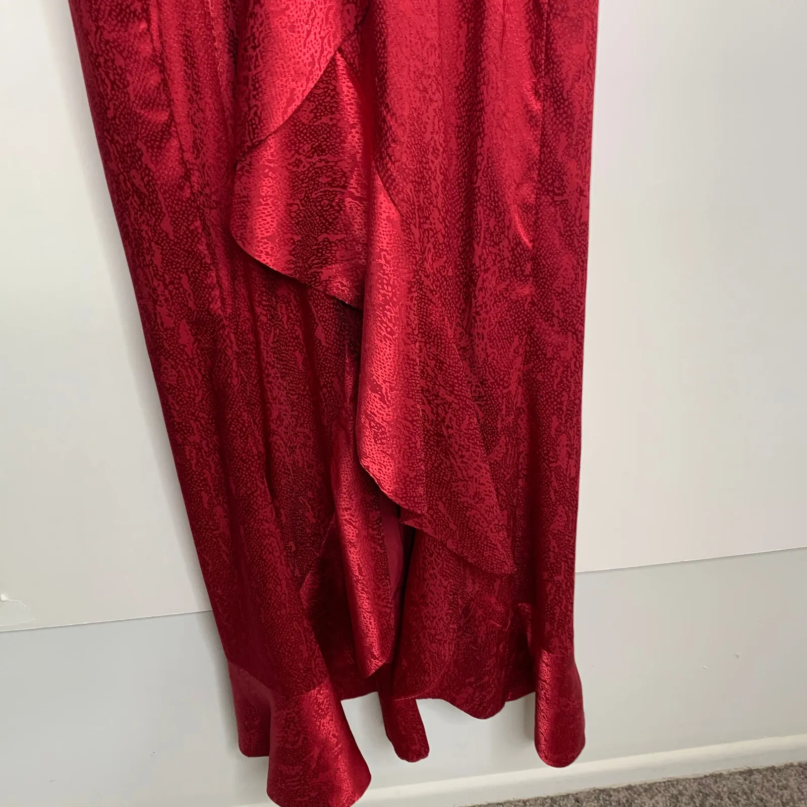 Song of Style Edwin Maxi Dress Cranberry Red Jacquard Puff Small New - Image 5