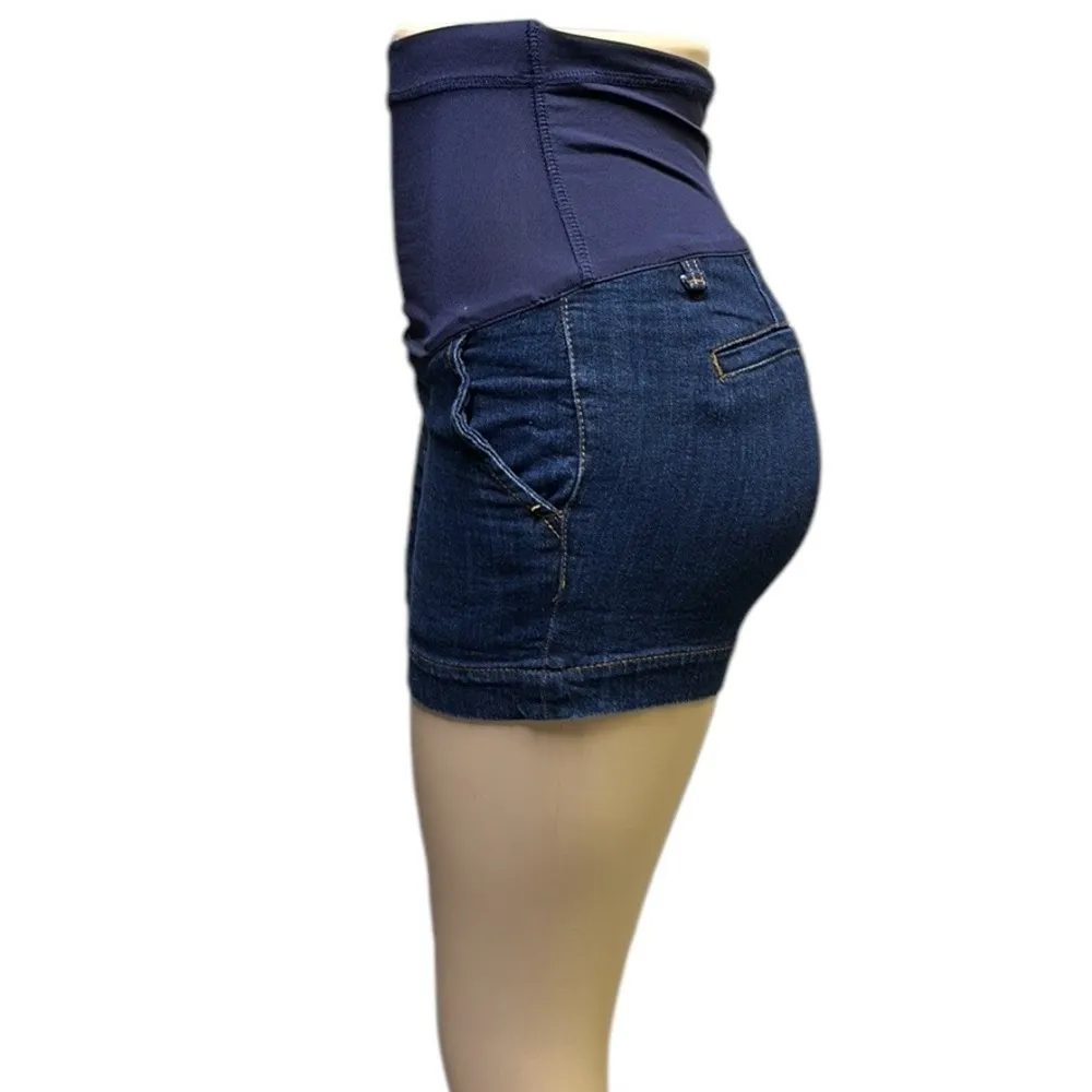 PinkBlush Maternity Dark Wash Denim Full Belly Band Blue Jean Shorts Womens XS - Image 3